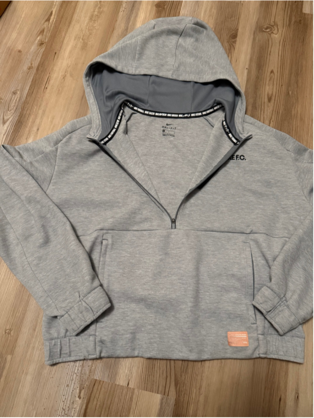 Women's Nike F.C. Dri-FIT Quarter-Zip Hoodie Grey Size L